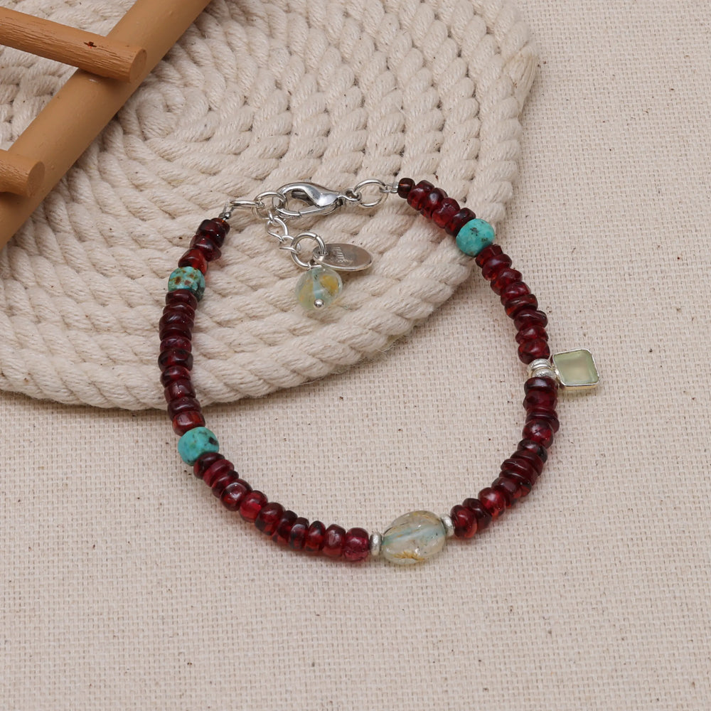 Inner Compass Aquamarine and Garnet Bracelet