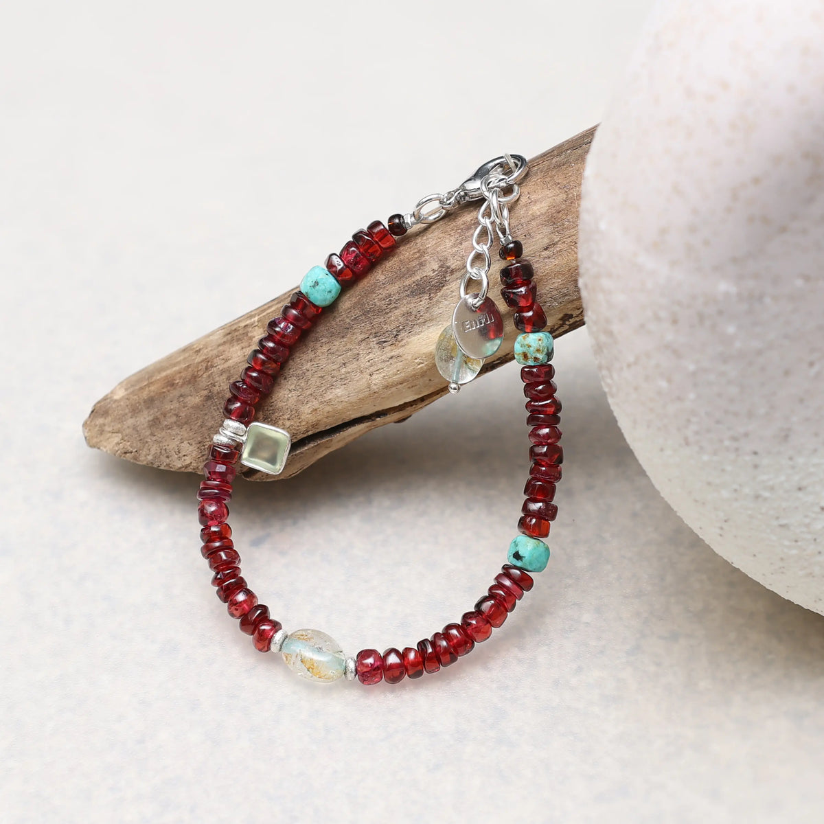 Inner Compass Aquamarine and Garnet Bracelet