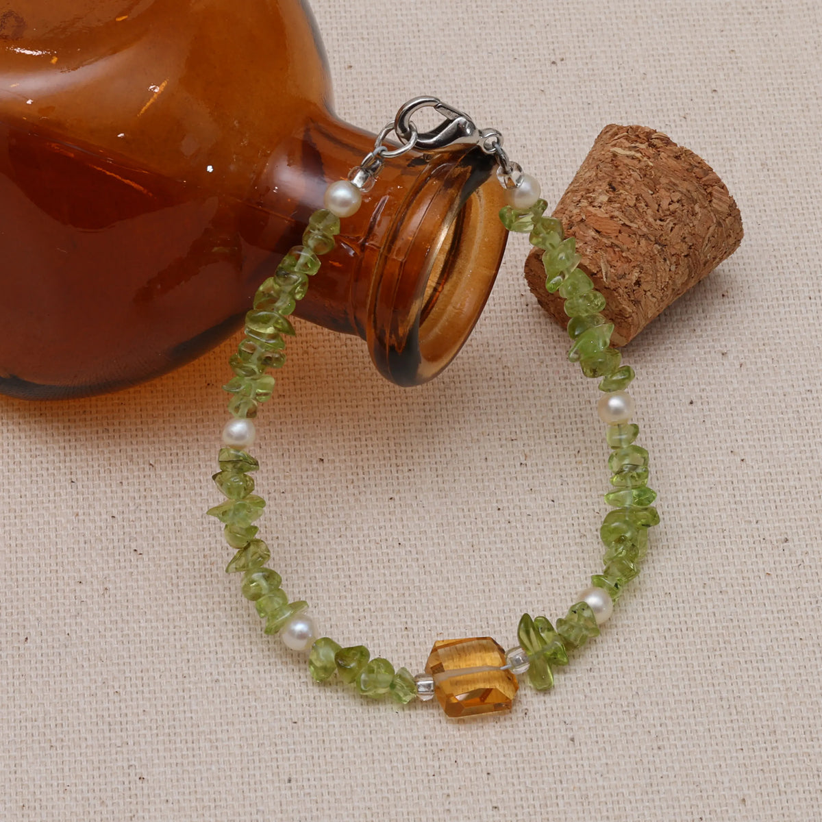 Inner Glow Citrine and Prehnite Bracelet