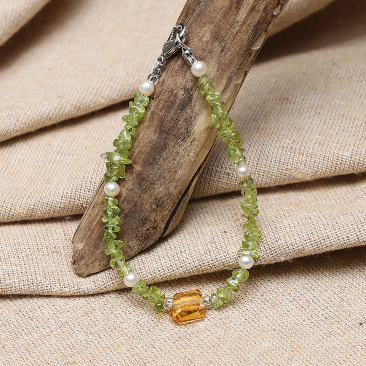 Inner Glow Citrine and Prehnite Bracelet