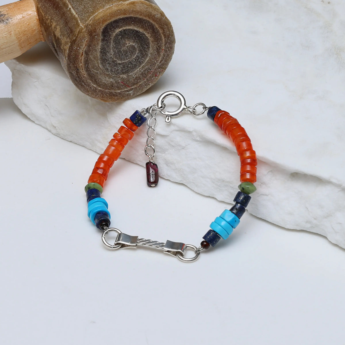 Power Within Braided Silver Bead Bracelet