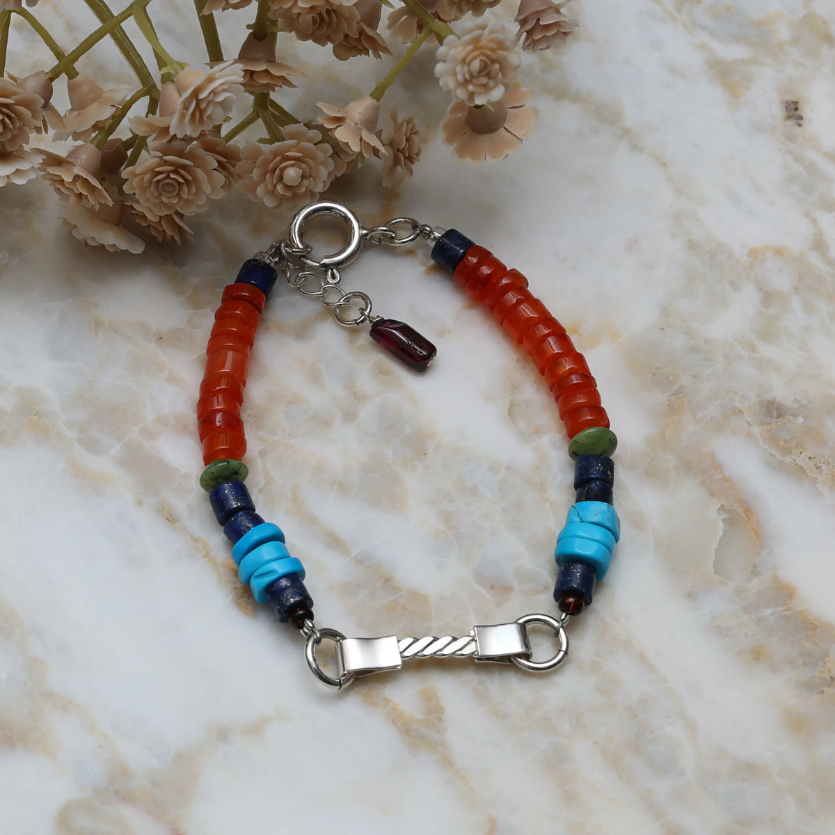 Power Within Braided Silver Bead Bracelet