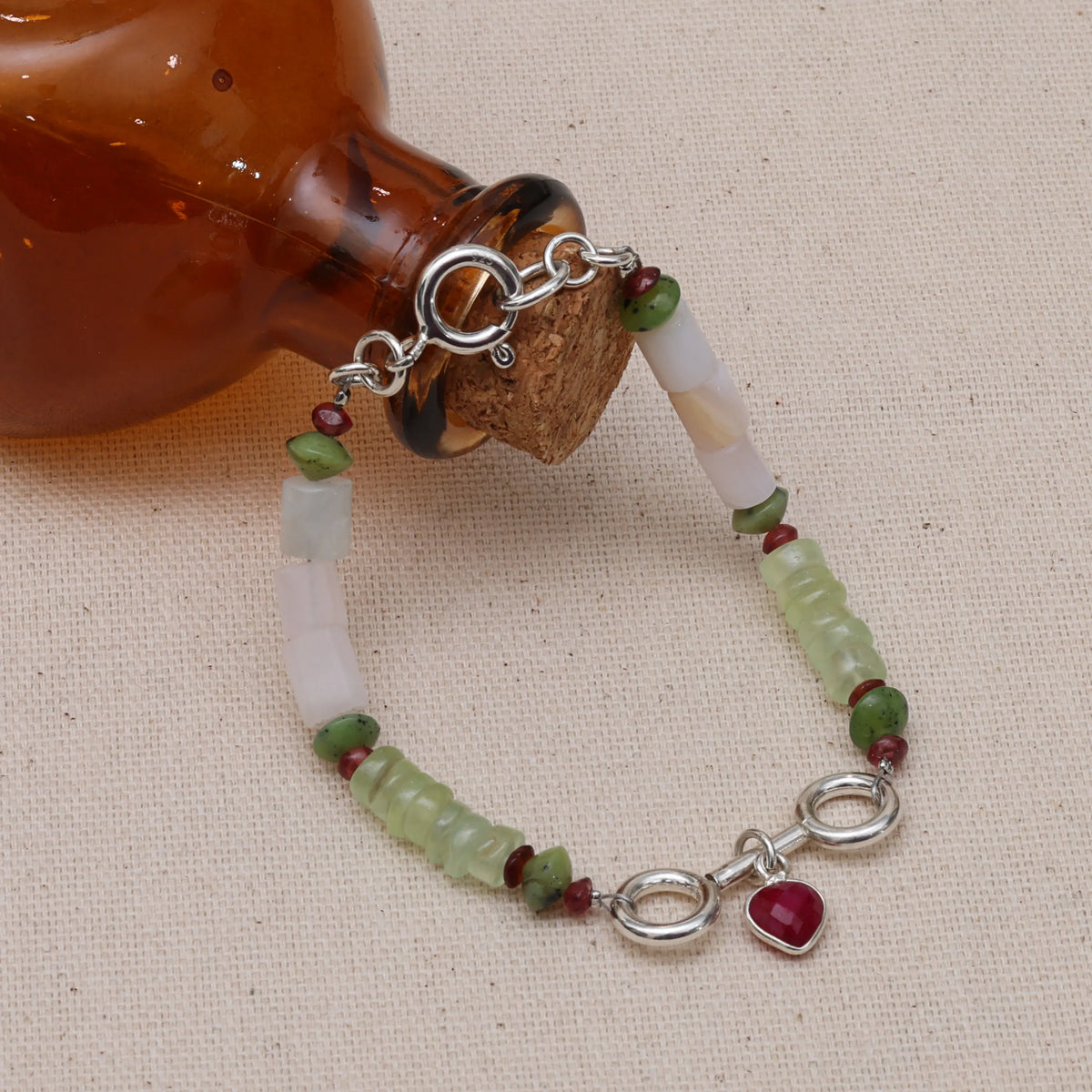 Quiet Bloom Garnet Heart Bracelet