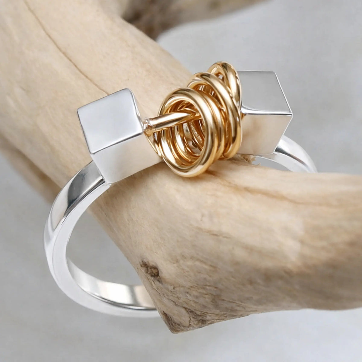 Implore Silver and Gold Ring with Nested Gold Bands