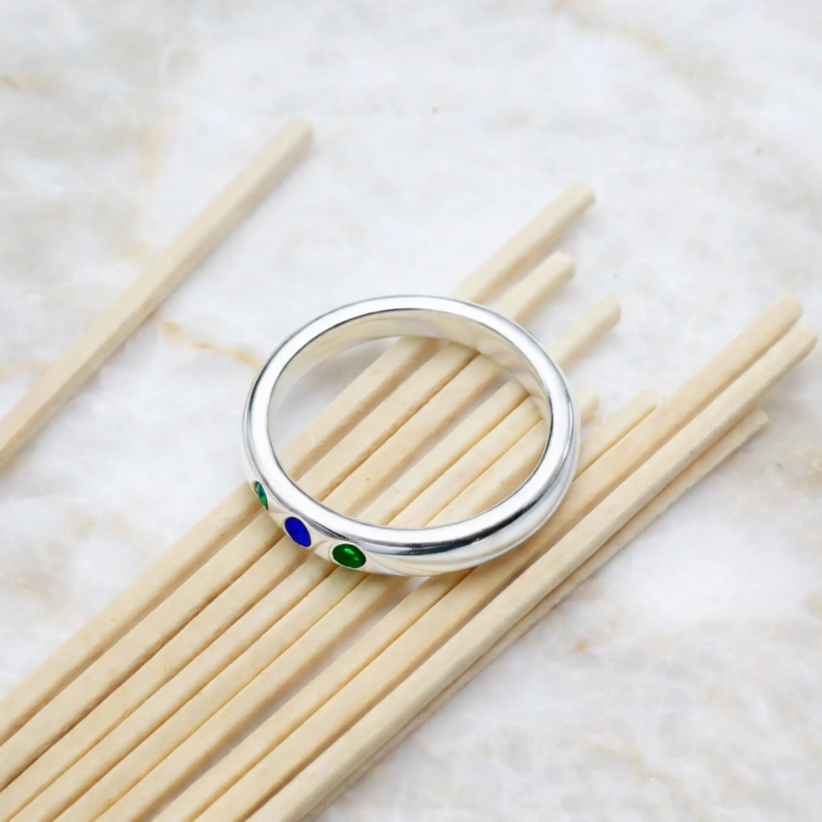 Trust Emerald and Lapis Sterling Silver Ring