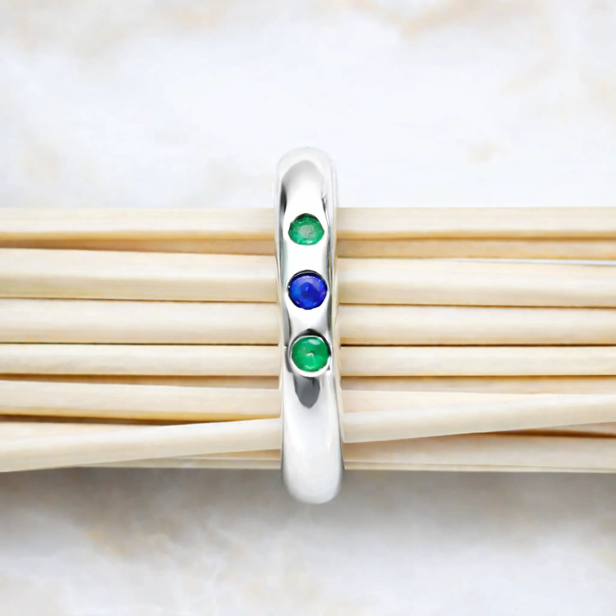 Trust Emerald and Lapis Sterling Silver Ring