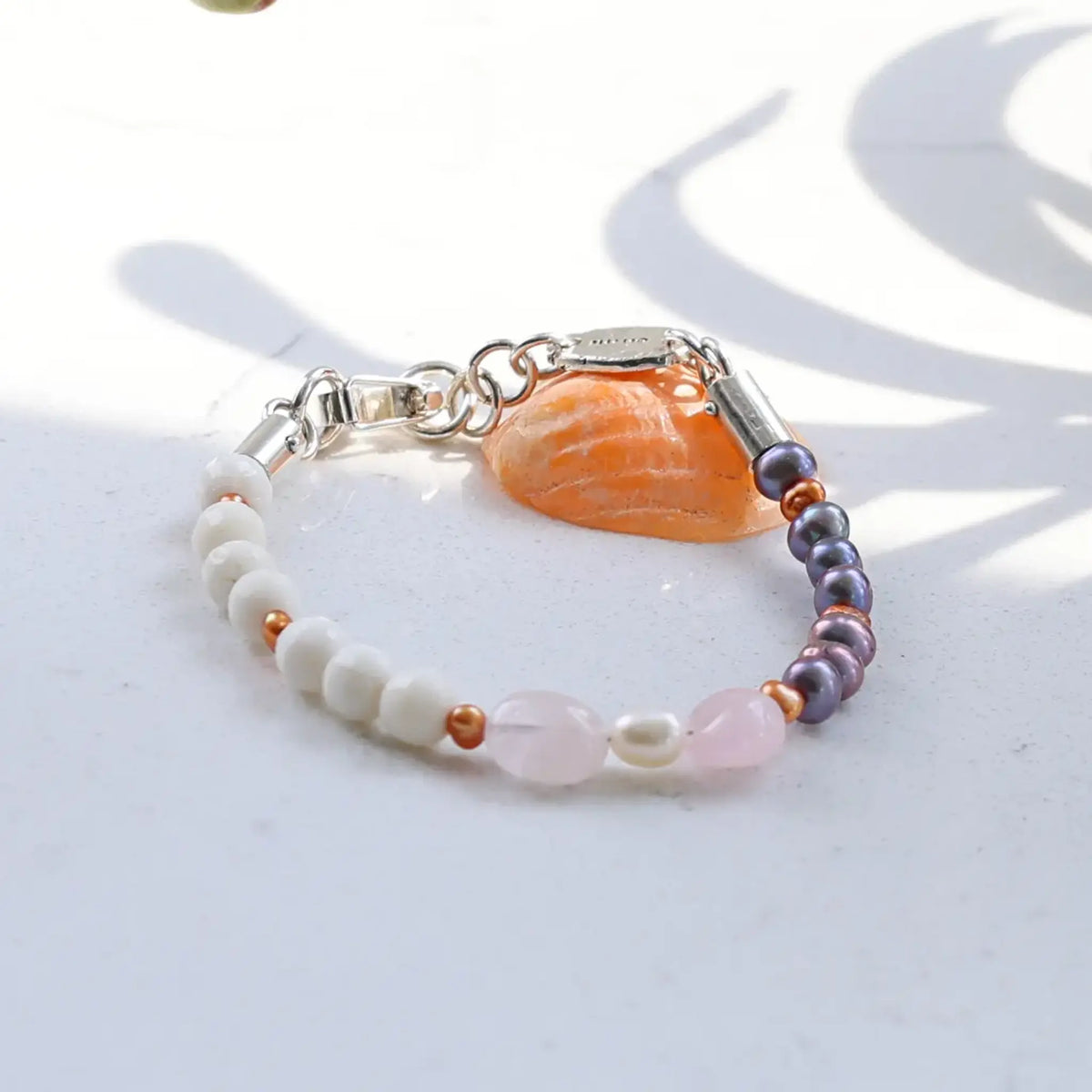 Aqua Beryl Coral and Freshwater Pearl Bracelet