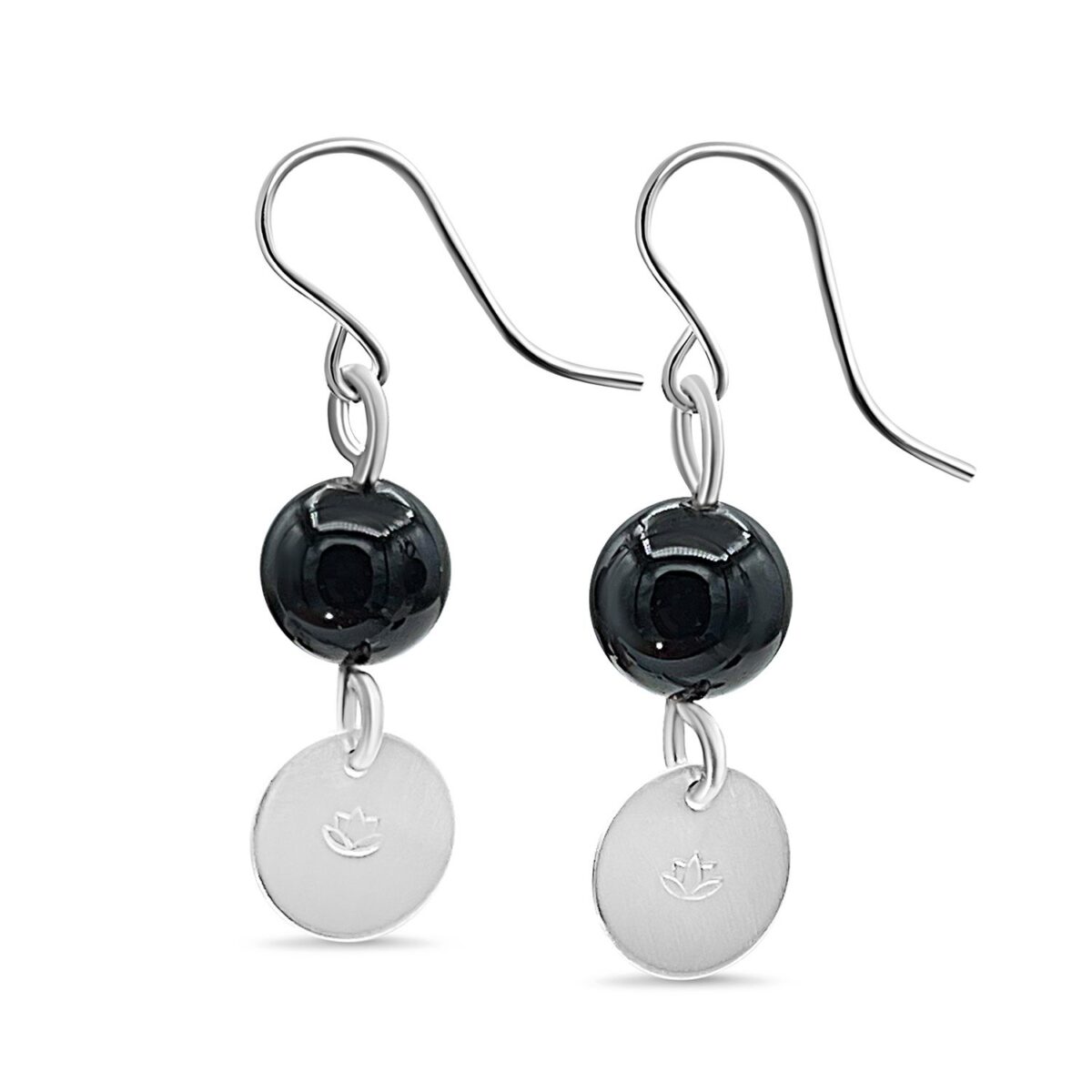 En Mi Jewelry - black onyx drop earrings. Sterling silver earrings for women.