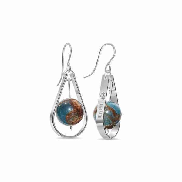 En Mi handmade earrings. Sterling silver teardrop earrings accented with turquoise beads.