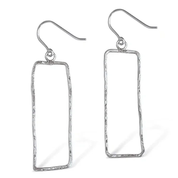 En Mi handmade earring - sterling silver earrings. Rectangle hoop earrings for women.