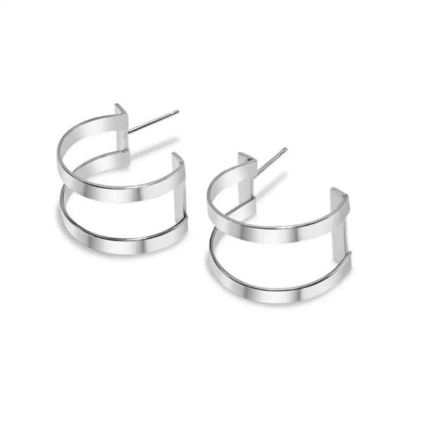 En Mi handmade earrings - sterling silver double hoop earrings. Post hoop earrings for women.