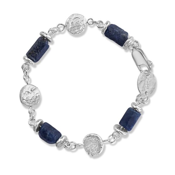 En MI Sapphire & Silver Nugget Bracelet