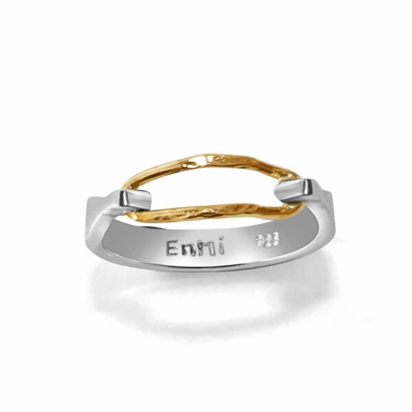 En Mi Jewels | Dvita Ring - Silver Band with 14K Gold Captured Ring