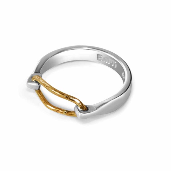 En Mi Jewels | Dvita Ring - Silver Band with 14K Gold Captured Ring