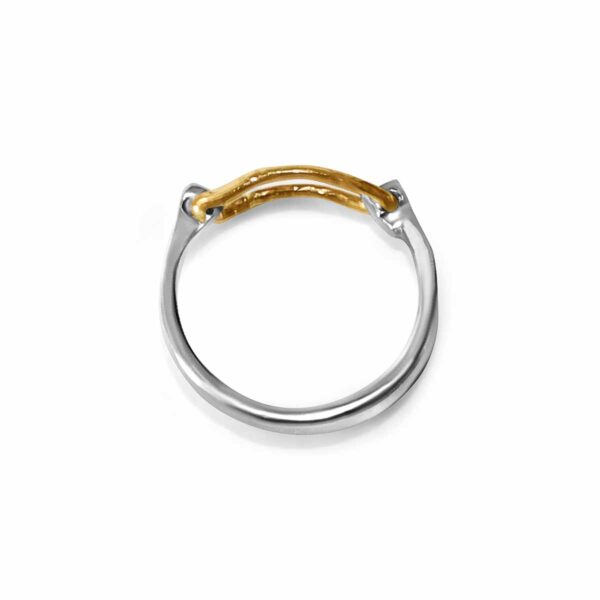 En Mi Jewels | Dvita Ring - Silver Band with 14K Gold Captured Ring