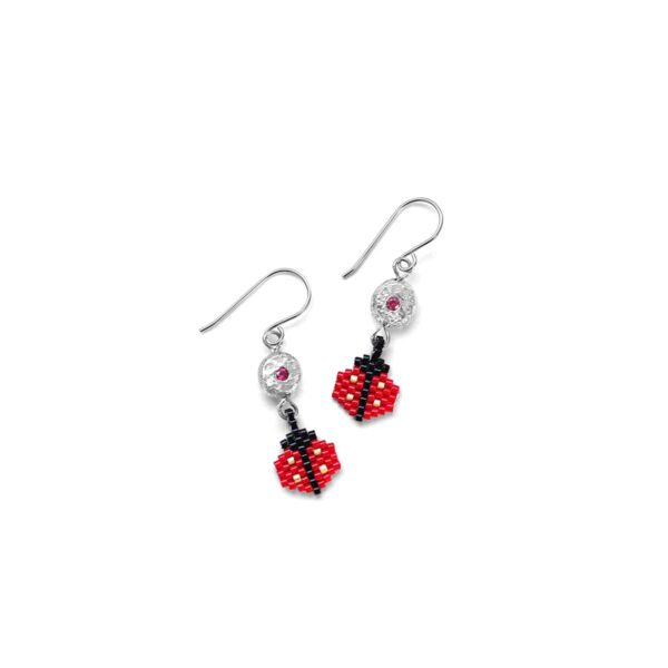 En Mi Jewels | Bella Earring | Ladybug | Silver Earring Ruby