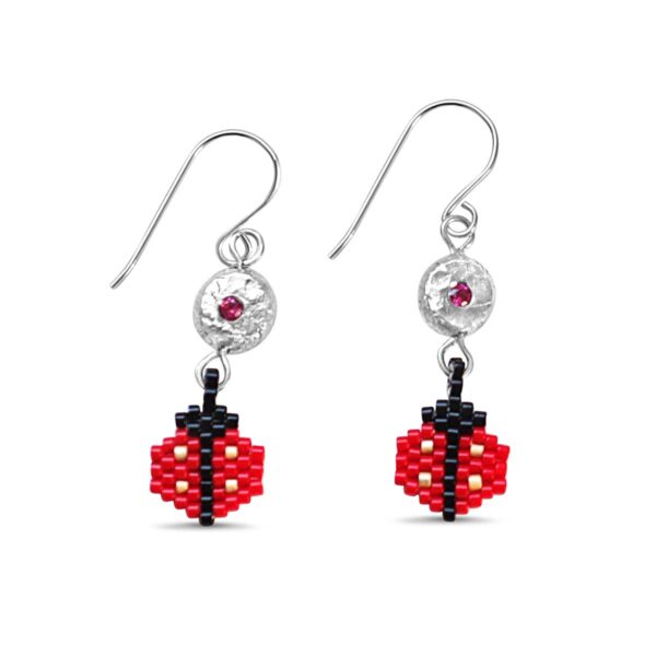 En Mi Jewels | Bella Earring | Ladybug | Silver Earring Ruby