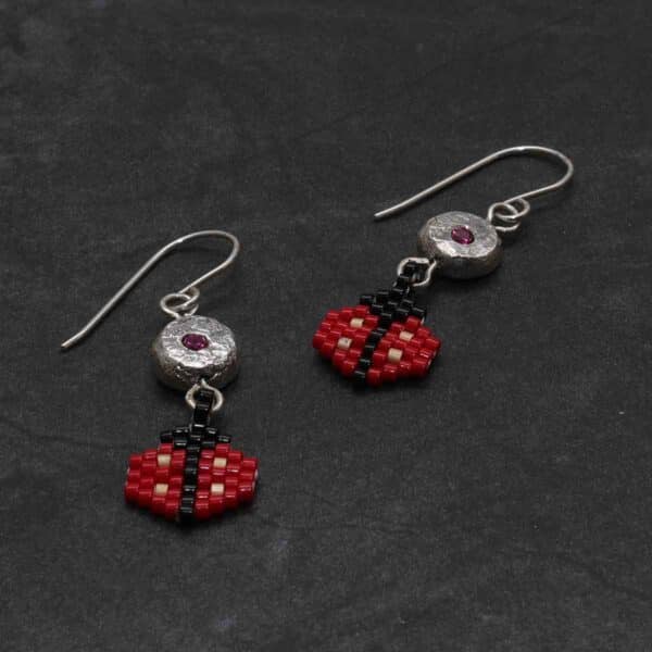 En Mi Jewels | Bella Earring | Ladybug | Silver Earring Ruby