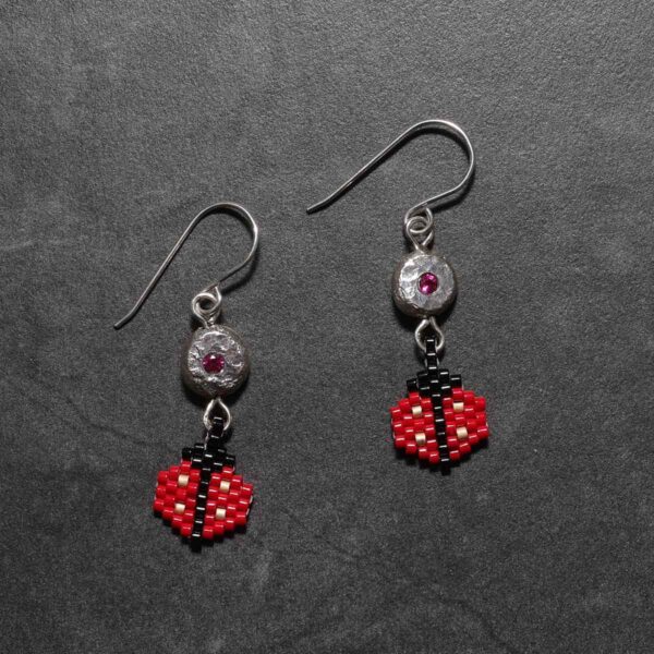 En Mi Jewels | Bella Earring | Ladybug | Silver Earring Ruby